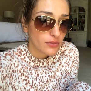 RAY-BAN Brown Wrap Aviator Sunglasses